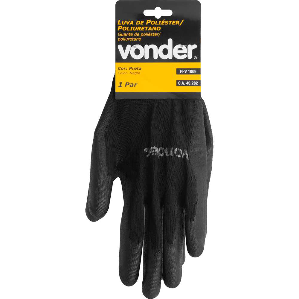 LUVA POLIESTER /PU PRETA TAM 09 VONDER C/7025100009