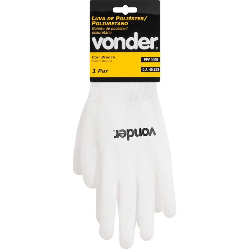 LUVA POLIESTER /PU BRANCA TAM.09 VONDER C/7025000009