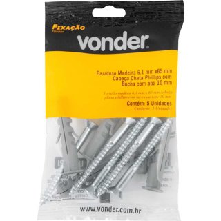 PARAFUSO MAD PH 6,1X65 C/BUCHA NY 10MM C/5PCS VONDER C/2021006165