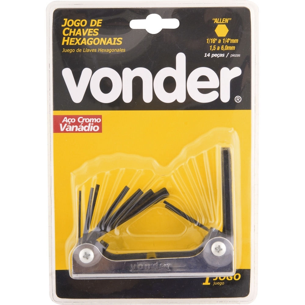CHAVE ALLEN JG 1,5 A 6MM 1/16 A 1/4" 14PC CV CD