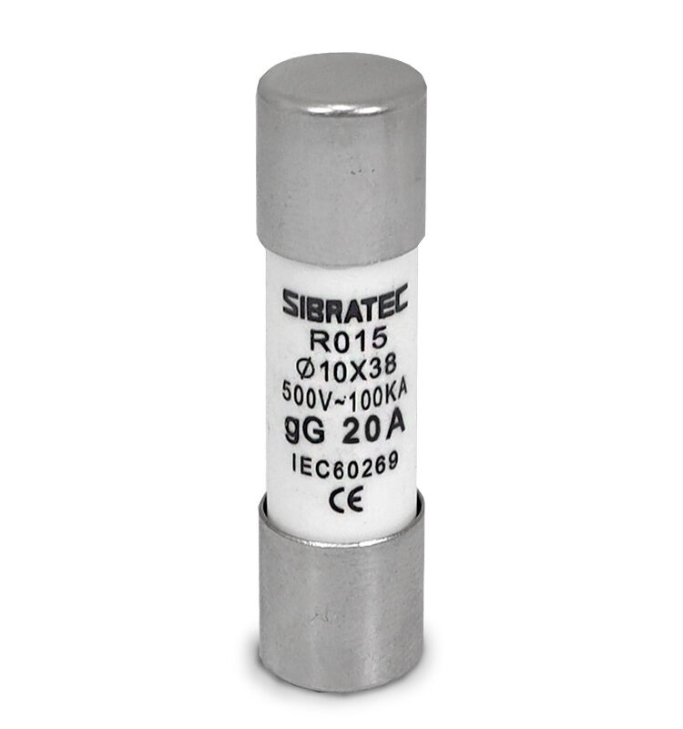 FUSIVEL CARTUCHO RETARDADO GG RO15 DE 20A 10X38 500V 100KA C/013437