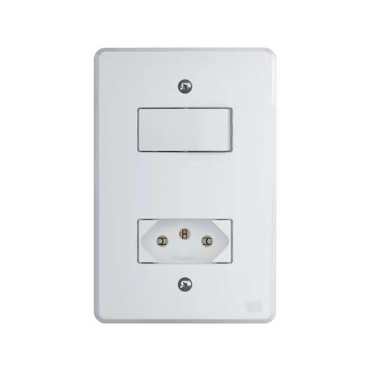 1 INTER. SIMPL. 10 A/250 VCA C/ 1 TOM. 2P+T 10 A/250 VCA C/ PLACA 4X2" EQUILLE BRANCO C/ 14235637