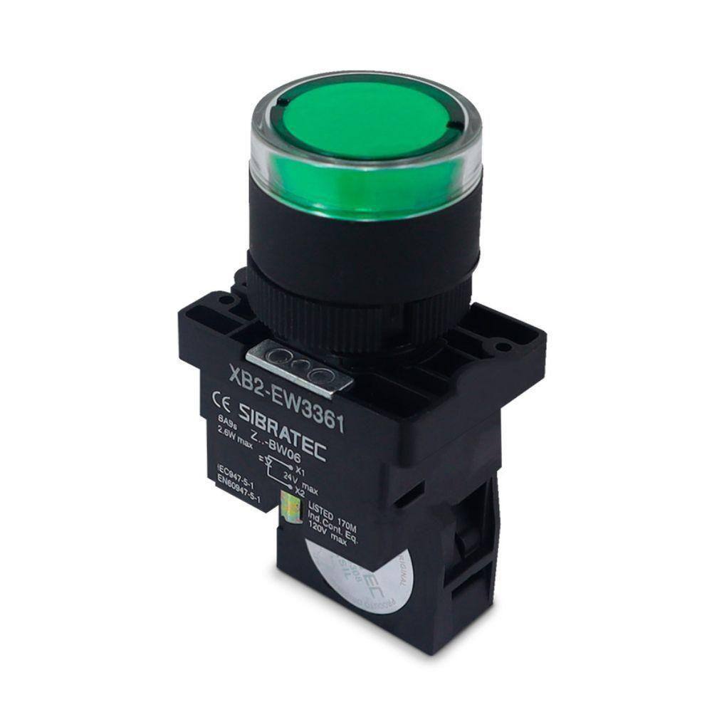 BOTAO IMPULSO ILUMINADO EW3361 220VCA VERDE 1NA C/05756