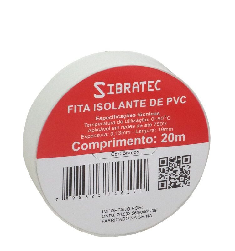 FITA ISOLANTE BRANCA DE 19MM X 20MT - SIBRATEC
