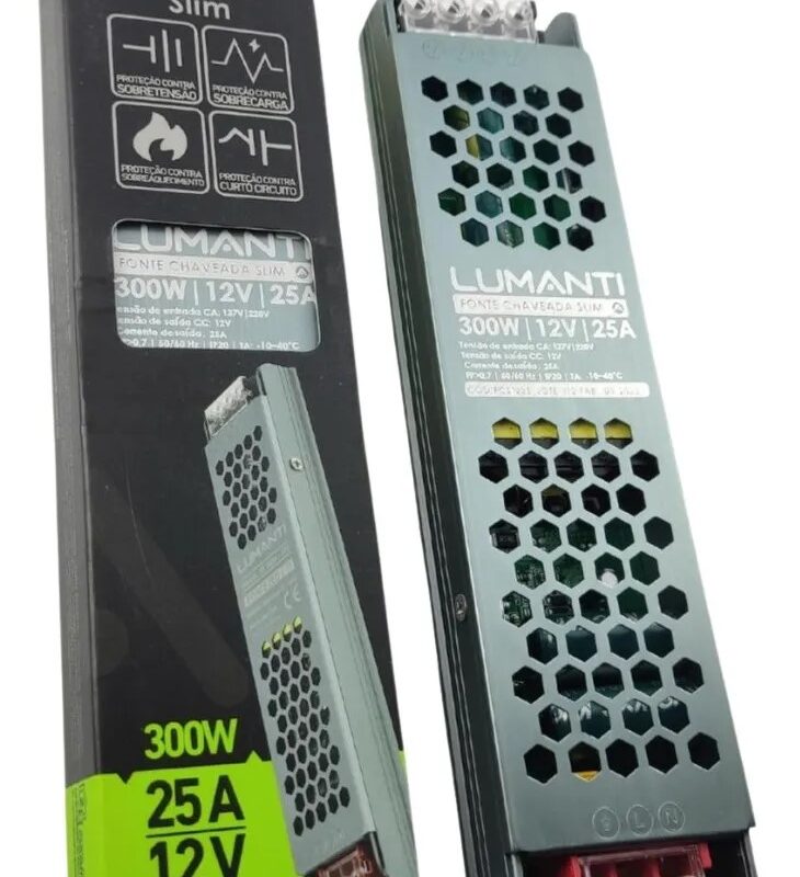 FONTE CHAVEADA SLIM 12V SAIDA 25A 300W AUTOVOLT LUMANTI