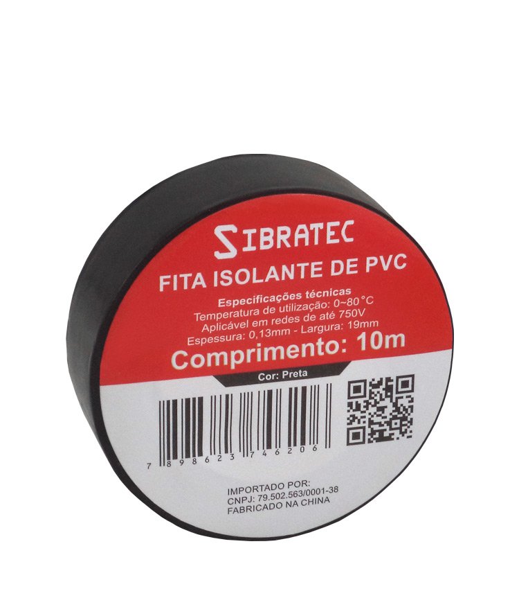 FITA ISOLANTE PRETA DE 19MM X 20MT - SIBRATEC