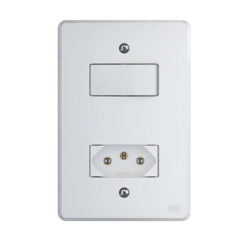 1 INTER. SIMPL. 10 A/250 VCA C/ 1 TOM. 2P+T 20 A/250 VCA C/ PLACA 4X2" EQUILLE BRANCO C/ 14235691