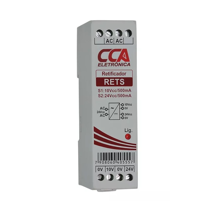 RETIFICADORA ENTR.24VCA E SAIDA 24VCC 500MA E 10VCC 500MA