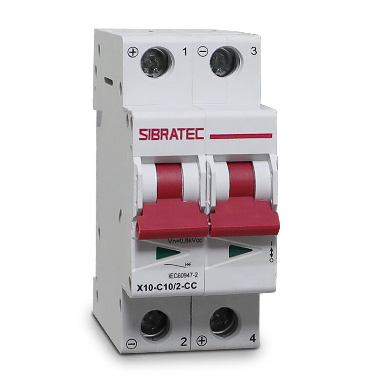 DISJUNTOR CC DIN BIPOLAR X10-2P-C10 10A 10KA 800V CORRENTE CONTINUA