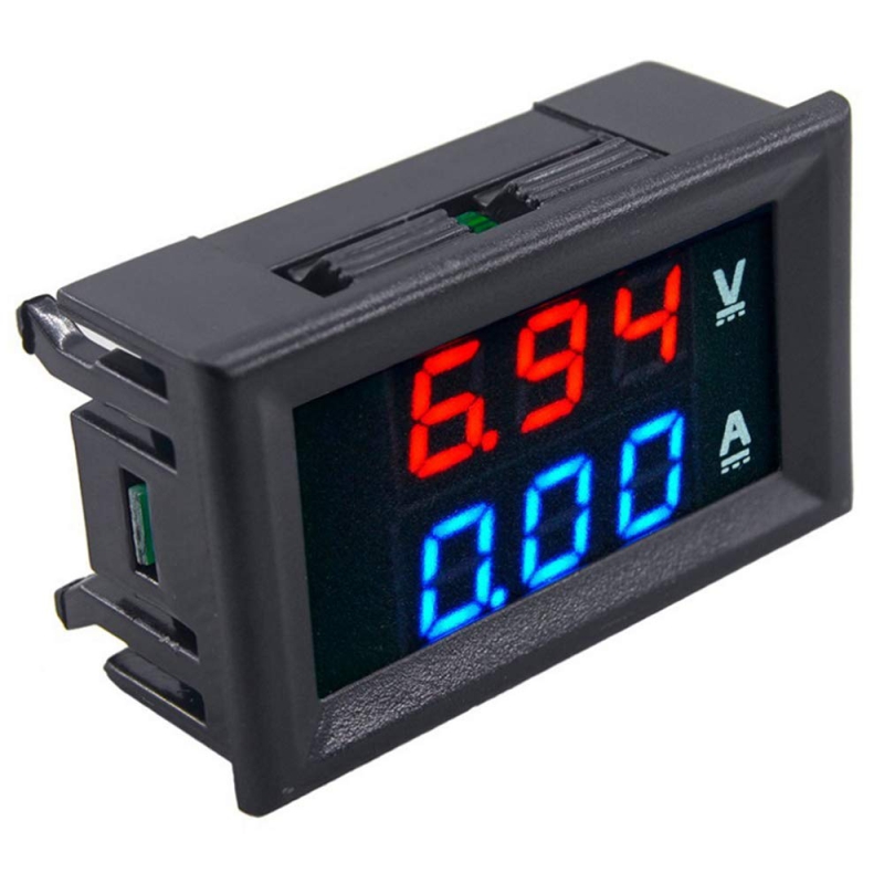 VOLTIMETRO E AMPERIMETTRO DIG TX-56D50 P/CORRENTE CONTINUA O-100VDC 50A 46X27MM C/10816