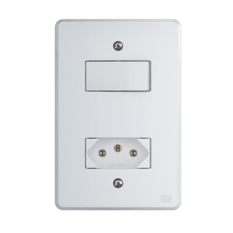 1 INTER. PARAL. 10 A/250 VCA C/ TOM. 2P+T A/250 VCA C/ PLACA 4X2" EQUILLE BRANCO C/ 14235688