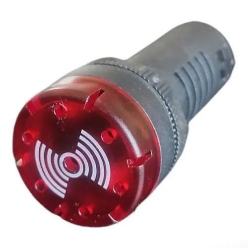 BOTAO SINALEIRO SONORO-LED 22MM-24VCC/VCA VERMELHO 80 DB