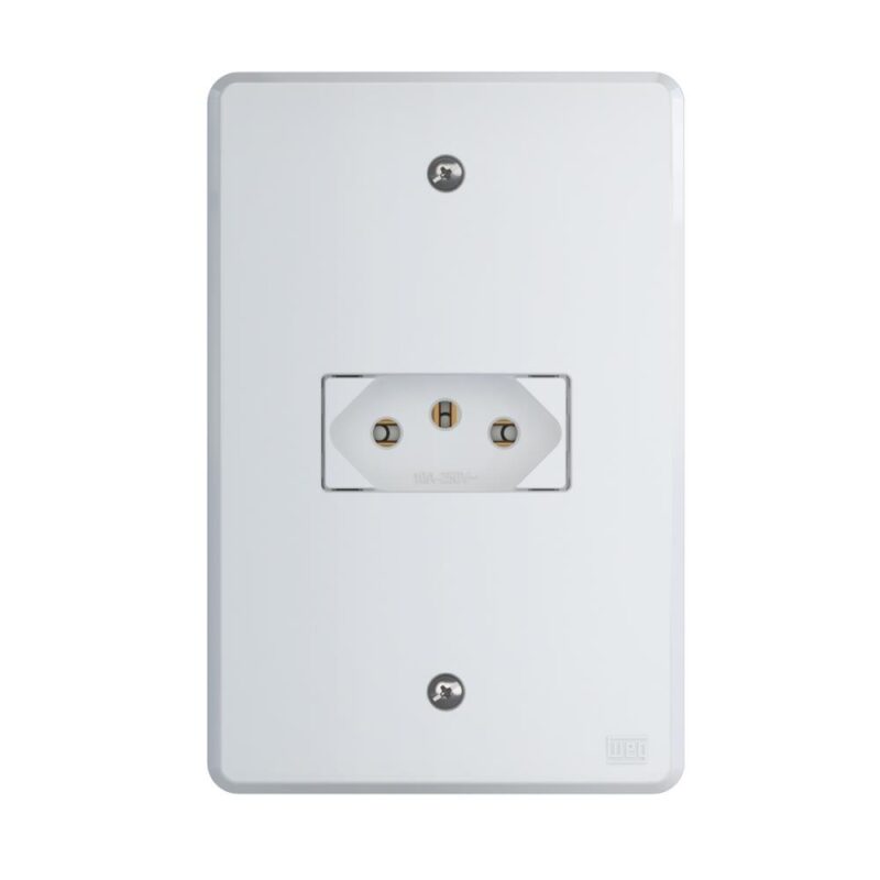 1 TOM. 2P+T 10 A/250V C/ PLACA 4X2 EQUILLE BRANCO C/ 14237021
