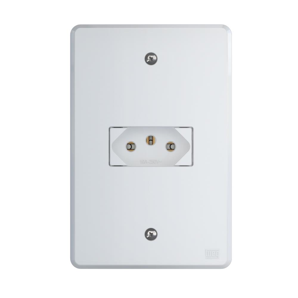 1 TOM. 2P+T 10 A/250V C/ PLACA 4X2 EQUILLE BRANCO C/ 14237021