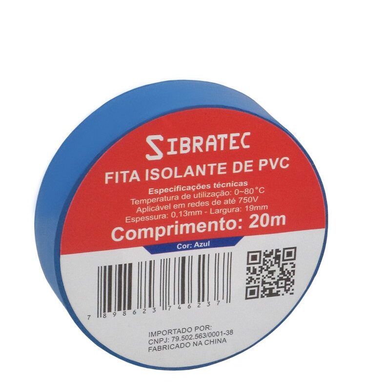 FITA ISOLANTE AZUL DE 19MM X 20MT - SIBRATEC
