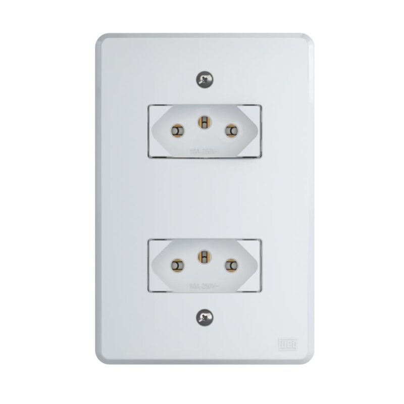 2 TOM. 2P+T 10 A/250V C/ PLACA 4X2 EQUILLE BRANCO C/ 14237022