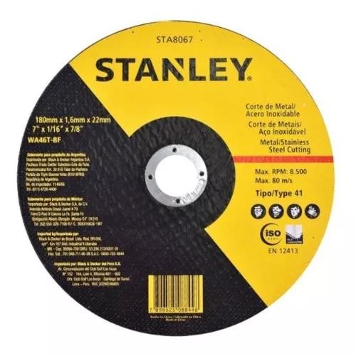 DISCO ABRASIVO CORTE INO X 7"X1.6MMX7/8 C/STA8067 STANLEY