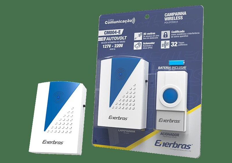CAMPAINHA WIRELESS CODIFICADA PLUGUE 80M BIVOLT ENERBRAS