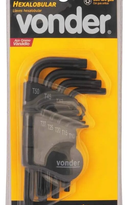 CHAVE HEXALOBULAR 9PC T10-T50 LONGA CRV VONDER C/3573105000
