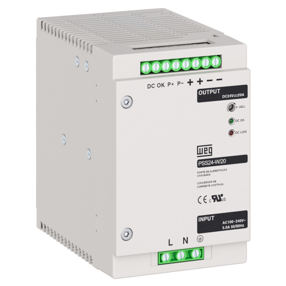 CONVERSOR CORRENT CONT.FONTE ALIMENT. PSS24-W/20 100-240VCA 50/60HZ-5A 24VDC 20A C/ 17540474