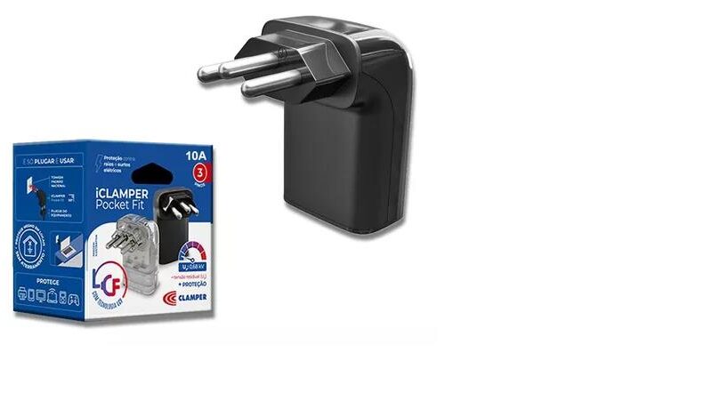 Protetor De Surto Dps Pocket Fit Tomada 3p Iclamper 10a Lcf