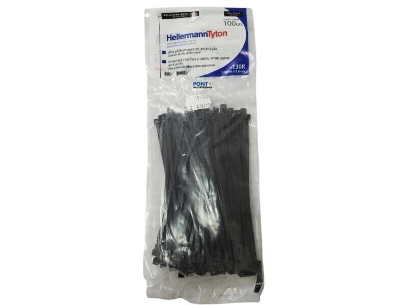 ABRACADEIRA T30R UV PRETA 150MM - PCT C/100 PÇS