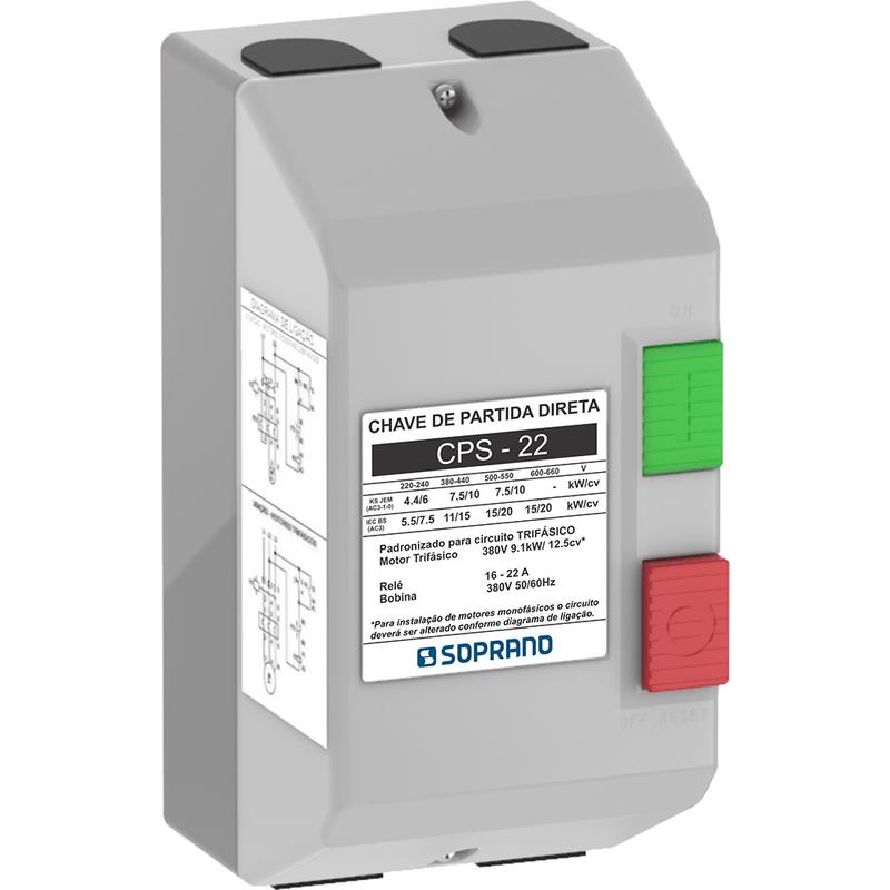 CHAVE DE PARTIDA DIRETA CPS-228 (16,0-22,0) 380VCA 12,5CV SOPRANO