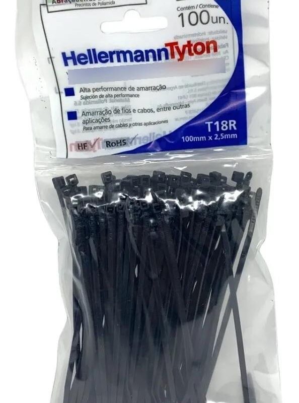 ABRACADEIRA T18R UV PRETA 100MM - PCT C/100 PÇS