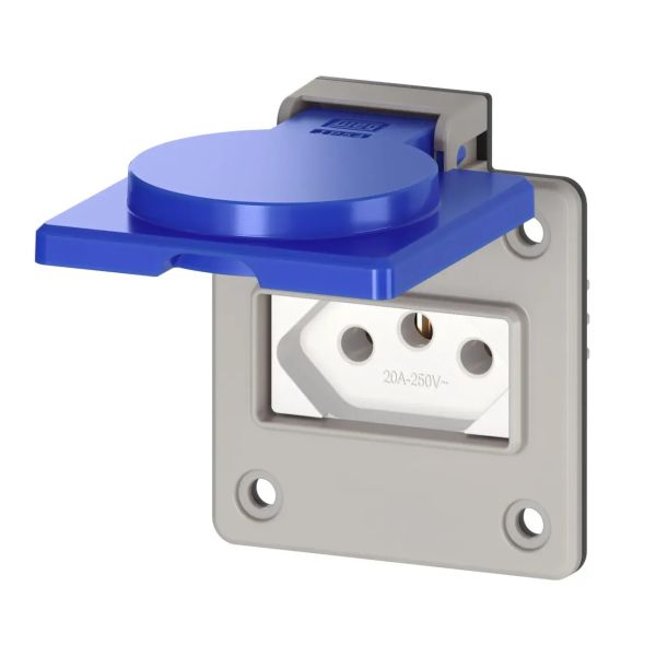 1 TOMADA 2P+T 20A /250VCA C/SUPORTE PAINEL E TAMPA PAINEL IP54 AZUL C/16062570