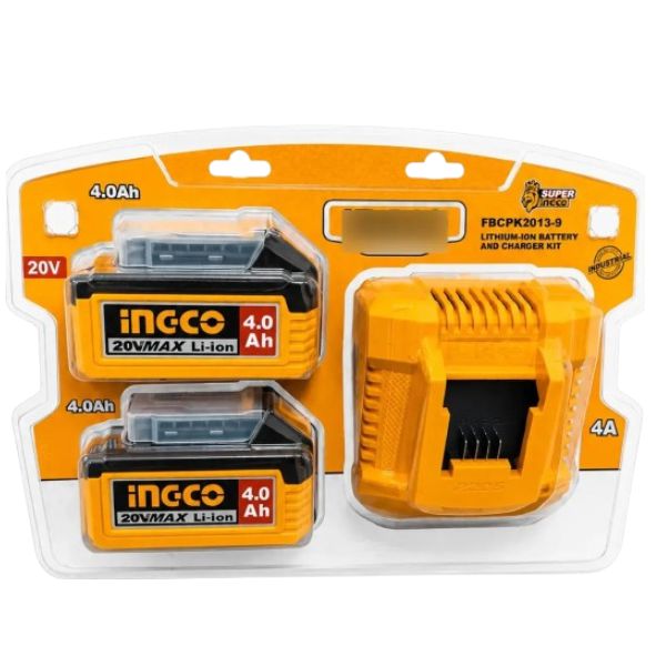 KIT 1 CARREGADOR INTEL 4AH + 2 BATERIAS ION-LITIO 4AH 20V INGCO C/ FBCPK2013-9